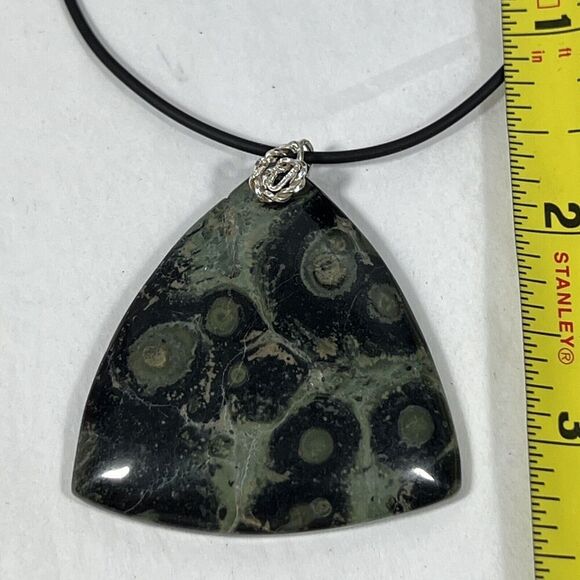 Swirly Jasper Collar Statement Pendant Necklace Natural Adjustable Black Cord - Picture 6 of 6